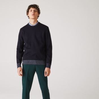 Lacoste Reversible Crew Neck Contrast Sweater Pánské - Svetr Tmavě Blankyt Blankyt / Blankyt | CZ-9b